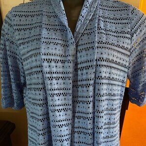 Belk Light Blue Eyelet Open Front Cardigan/Jacket - XL